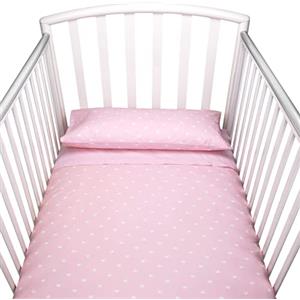 baby idea Babysanity Piumino Lettino Neonato Ricamato Completo Federa e Copripiumino e Lenzuolino con Angoli Sfoderabile Senza Paracolpi Lettino - Made in Italy- (Stellina Rosa)