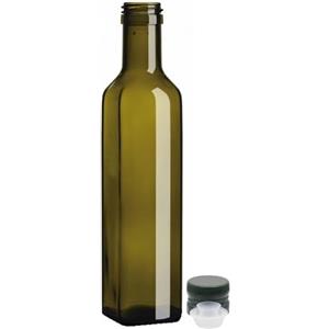 acquaverde | Bottiglia Marasca per Olio in Vetro Scuro Uvag da 250 ml con Tappo Dosatore Incluso