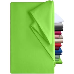 npluseins Lenzuolo con angoli, 100% cotone, disponibile in 9 colori, in 3 diverse misure, asciugamano per la casa senza elastico, ca. 150 x 250 cm, verde mela