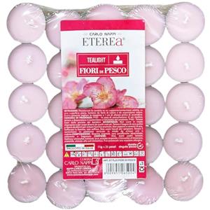 Ma Maison Tealight Confezione da 50 Candele Profumate in Alluminio Lunga Durata 4 Ore - Candeline, Decorative, per la Casa, Lumini - Per Interni Colorate (Fiori di Pesco | 50 Pz)