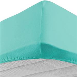 Corredocasa Lenzuolo 100% Cotone sotto con Angoli Elasticizzato Disponibile in Diverse Colorazioni e Misure Materasso di Altezza 25 cm (Verde Acqua, Matrimoniale 180x200)
