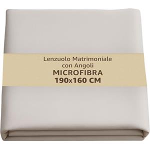 SoNiT home decor SONIT - Lenzuolo con Angoli Matrimoniale Microfibra 190x160 cm (1 pz) - Lenzuola con Angoli Grigio