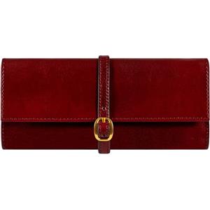 Time Resistance Rotolo di Gioielli in Pelle - Rosso Portagioielli da Viaggio in Pelle Pieno Fiore - Organizer per Gioielli Made in Italy