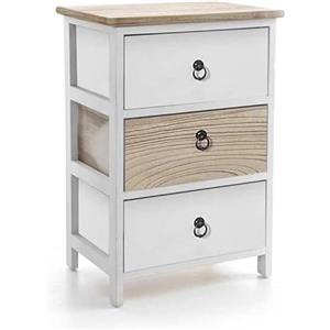 MAURY'S IL NUMERO UNO DEL RISPARMIO CASSETTIERA IN LEGNO CON 3 CASSETTI COLORE BIANCO E NATURALE 40 X 29 X 58 CM