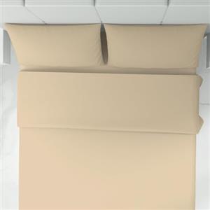Corredocasa Completo Letto Set Lenzuola in Puro Cotone 100% Matrimoniale 2 Piazze Tinta Unita Made in Italy Lenzuola sopra, Lenzuolo sotto e 2 Federe - Biancheria da Letto, (Beige)