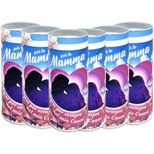 Ma Maison Set 6 Ceri Votivi Mamma 58x13 cm, Lumino Funerale - Candele Decorative, con Scritta, Non Profumata, Colorato, Durata 2 Giorni, Cimitero, Lapide - per i Tuoi Cari