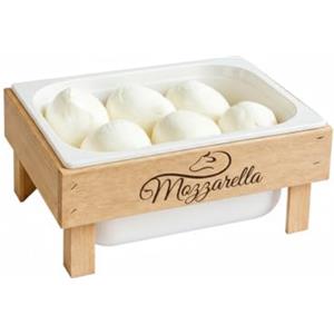 Mottiwood Porta Mozzarella in Legno di Faggio con Vaschetta Mantieni Siero, 21,5x17,8x9,2 cm, Espositore per Mozzarelle, Porta Mozzarella da Tavola, Ideale per Eventi e Ristoranti, Made in Italy (2)