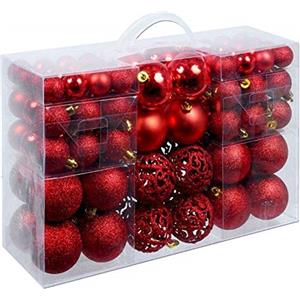 Bricozone Confezione 100 Palline di Natale Colore Red Palle Di Natale Diametro 3/4/6 cm Addobbi E Decorazioni Per Albero Di Natale Colore Rosso Rubino