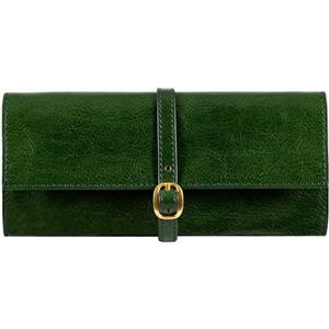 Time Resistance Rotolo di Gioielli in Pelle - Verde Portagioielli da Viaggio in Pelle Pieno Fiore - Organizer per Gioielli Made in Italy