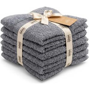 LA CASA DELLE COSE Set 6 Lavette Viso 100% Cotone Spugna 33x33 cm 555 GSM - Asciugamani Piccoli Bagno Morbidi e Assorbenti - Lavette Grandi Premium Colorate per Mani e Viso (Grigio Perla)