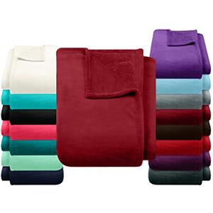 npluseins Coral 1523.2204 - Coperta in pile extra morbida e soffice, ca. 150 x 200 cm, colore: Borgogna