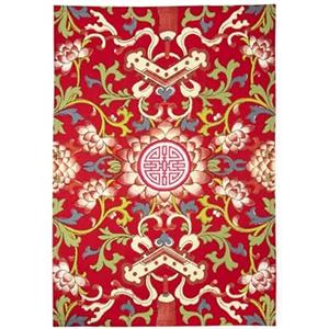 Excelsa La Via della Seta Canovaccio Decorativo, 50x70 cm, 100% Cotone, Rosso con Motivi Orientali