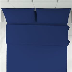 Corredocasa Completo Letto Set Lenzuola in Puro Cotone 100% Matrimoniale 2 Piazze Tinta Unita Made in Italy Lenzuola sopra, Lenzuolo sotto e 2 Federe - Biancheria da Letto, (Blu)