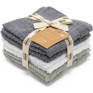 LA CASA DELLE COSE Set 6 Lavette Viso 100% Cotone Spugna 33x33 cm 555 GSM - Asciugamani Piccoli Bagno Morbidi e Assorbenti - Lavette Grandi Premium Colorate per Mani e Viso (Urban Grey)