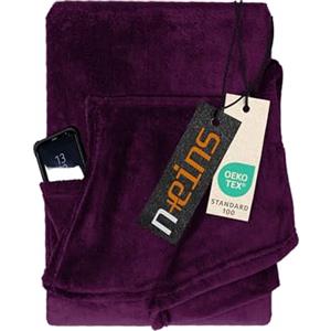 npluseins Coral 1448.2043 - Coperta in pile, con maniche e tasca sul ventre, colore: Viola