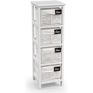 MAURY'S IL NUMERO UNO DEL RISPARMIO HOME CASSETTIERA CON 4 CESTE 25X25X77 CM IN COLORE BIANCO