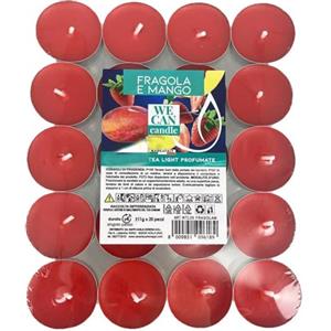 Ma Maison Tealight Confezione da 40 Candele Profumate in Alluminio Lunga Durata 4 Ore - Candeline, Decorative, per la Casa, Lumini - Per Interni Colorate (Fragola e Mango | Tropicale)