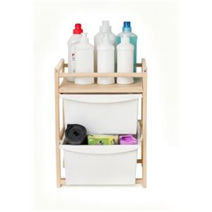 Mottinox Mobile Sottolavello Cucina, Cassettiera Sottolavello 2 Ripiani, Misure 34 x 36 x 50h, Organizer Sottolavello Bagno; Salva Spazio 100% Legno Di Faggio, Made In Italy