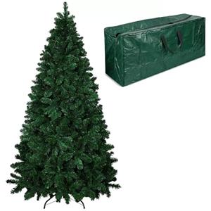 Bricozone Albero Di Natale Artificiale Effetto Realistico Con Borsone Montaggio Rapido A Gancio Folto Ampia Chioma Foglia Con Doppia Colorazione In PVC Con Base In Metallo Abete Natalizio (150 cm)
