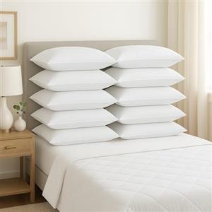 Corredocasa Set 10 Guanciali Cuscini Letto Made in Italy - Bianchi, Traspiranti, Anallergici e Antiacaro - Adatti a Qualsiasi Materasso Anatomici - Disponibli in 3 Modelli (Microfibra)