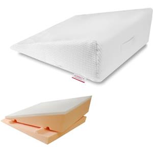 SONNO+ Cuscino Antireflusso Adulti con Memory Foam, Cuscino a Cuneo per Letto - Altezza Regolabile 24 cm e 18 cm, Cuscino Reflusso Gastroesofageo,Cuscino da Lettura,Lunghezza 70 cm