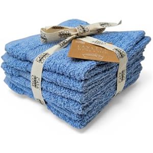 LA CASA DELLE COSE Set 6 Lavette Viso 100% Cotone Spugna 33x33 cm 555 GSM - Asciugamani Piccoli Bagno Morbidi e Assorbenti - Lavette Grandi Premium Colorate per Mani e Viso (Azzurro Pastello)