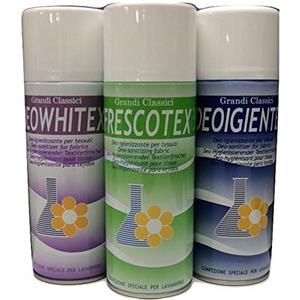 RAMPI Deo Igienizzante Spray Tessuti Deodorante Armadio Elimina Odori Auto Ambiente Profumo Vestiti E Cassetti Deo Igientex Whitex Frescotex 3x400ml
