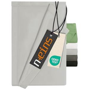 npluseins Lenzuolo senza elastico - Ultrasoft e super morbido - Lenzuolo per letto, camper, campeggio, coperta da viaggio, ultraleggero - lenzuolo 1628.2375, 240 x 275 cm, argento