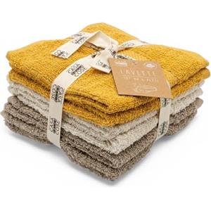 LA CASA DELLE COSE Set 6 Lavette Viso 100% Cotone Spugna 33x33 cm 555 GSM - Asciugamani Piccoli Bagno Morbidi e Assorbenti - Lavette Grandi Premium Colorate per Mani e Viso (Giallo Senape&Avorio)