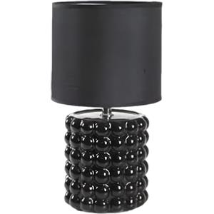 MA MAISON Lampada da Tavolo con Base Tonda in Ceramica - Comodino, Moderna, Soggiorno, Paralume, Camera da Letto, Abat Jour, d'Appoggio, Illuminazione - Effetto Bubble (Nero 18x33 cm)