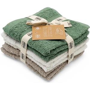 LA CASA DELLE COSE Set 6 Lavette Viso 100% Cotone Spugna 33x33 cm 555 GSM - Asciugamani Piccoli Bagno Morbidi e Assorbenti - Lavette Grandi Premium Colorate per Mani e Viso (Verde Salvia&Panna)