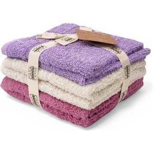 LA CASA DELLE COSE Set 6 Lavette Viso 100% Cotone Spugna 33x33 cm 555 GSM - Asciugamani Piccoli Bagno Morbidi e Assorbenti - Lavette Grandi Premium Colorate per Mani e Viso (Lavanda&Lilla)