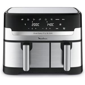 Moulinex Dual Easy Fry & Grill, Capacità 8,3 L, Doppio Cestello, Combinazione Di Friggitrice Ad Aria E Griglia, Pasto Completo Per La Famiglia, Meno