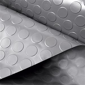 Olivo Tappeti OLIVO.shop Tappeto Gomma Antiscivolo Pvc, Rivestimento Pavimento Gommato in Pvc per Esterni Interni, Bar, Officine, Palestra, Garage, Rotolo Isolante Larghezza 1,5 mt WORK BOLLO (GRIGIO, 1,5x1 MT)