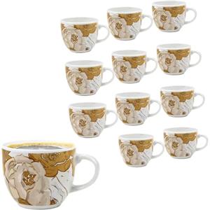 MA MAISON Tazzine da Caffè 80Ml - in Porcellana, Idea Regalo, Caffè Espresso, con Fiori, Momenti in Compagnia, Originale - (12PZ Lux)