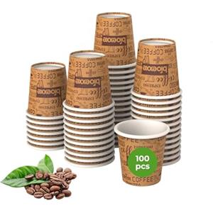 bioexxe Bicchierini Caffè Carta 100Pz da 75ml - Bicchieri Caffe Biodegradabili da 75ml - Bicchieri Caffe Carta Resiste a Bevande Fino ai 85°/90°- Monouso Ecologici Bio (marrone)
