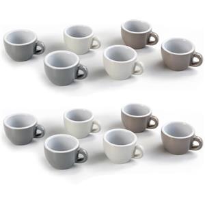 MA MAISON Set 6/12 Tazzine da Caffè - 85/95 cc, Con o Senza Piattino, Colori Minimalisti, Assortito, in Ceramica, Resistenti, Espresso - Variante a Scelta (85cc 12/Senza Piattino, Assortito)