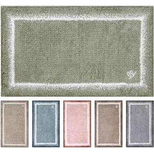 Olivo Tappeti OLIVO.shop Tappeto Bagno 100% Cotone, Tappeti Bagno Antiscivolo con Fondo in Lattice, Assorbente, Morbido, Lavabile in Lavatrice, Tappetino per Doccia e Vasca SUNSET (VERDE SALVIA, 50x80 cm)