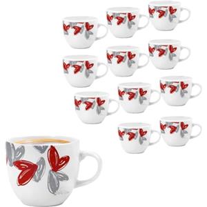 MA MAISON Tazzine da Caffè 80Ml - in Porcellana, Idea Regalo, Caffè Espresso, con Cuori, Momenti in Compagnia, Originale - (12PZ)