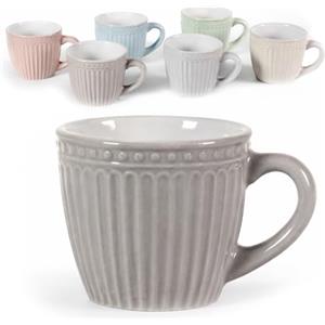 MAURY'S IL NUMERO UNO DEL RISPARMIO Set Tazzine da Caffè - Colori Pastello, 90 cc, in Rilievo, Ceramica, Ideali per Espresso, Idea Regalo, Assortito - 6 x 5,5h cm