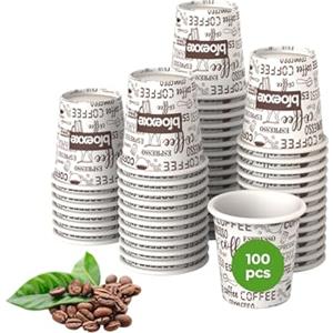 bioexxe Bicchierini Caffè Carta 100Pz da 75ml - Bicchieri Caffe Biodegradabili da 75ml - Bicchieri Caffe Carta Resiste a Bevande Fino ai 85°/90°- Monouso Ecologici Bio (bianco)