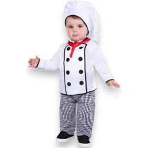KORAT Pegasus Costume da Cuoco Prima Infanzia Bambino - Set Giacca, Pantalone e Cappello Chef - Design Italiano - Travestimento Carnevale, Feste a Tema - 10/12 a 25/36 Mesi (19/24 Mesi - 68 Cm)
