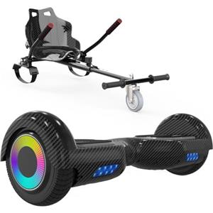 ELEKGO hoverboards para niños, hoverboard autoequilibrado de dos ruedas de 6,5 pulgadas con go-kart, con luces LED, altavoz Bluetooth, regalo para niños y adolescentes
