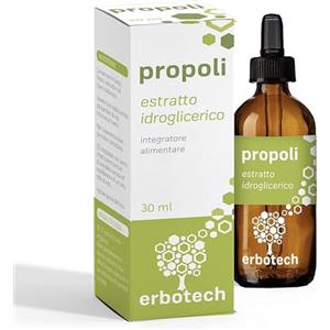 ERBOTECH Propoli (propolis) con Contagocce 30 ml, Tintura Madre, estratto puro, adatto ai Bambini, rimedio naturale per mal di gola, contribuisce al benessere delle vie respiratorie, Made in Italy