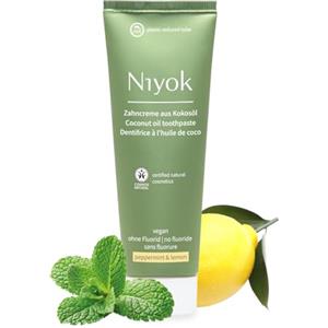 Niyok® Dentifricio al Bio Olio di Cocco "Menta Piperita e Limone" (75 ml) - Dentifricio Naturale per Denti Bianchi - Cura Intensa & Freschezza - Protegge le Gengive - Senza Fluoro & Vegan