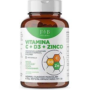 F B PHARMA FB Pharma - Integratore di Vitamina C + Zinco + Vitamina D3 - Alto dosaggio, 180 capsule - Formula studiata in Italia