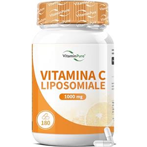 VitaminPure Vitamina C Liposomiale 1000mg per Dose Giornaliera, 180 capsule - Integratore per Sistema Immunitario, Ossa, Pelle, Stanchezza - VitaminPure