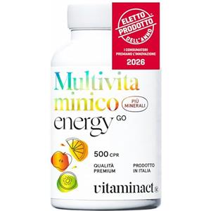 Vitaminact Multivitaminico Completo con Minerali (Dura 1 anno e 4 mesi) 500 Compresse Super Assorbibili Grazie al Processo Avanzato di Micronizzazione, Massimo Dosaggio di Vitamine, Utile Per Tutta la Famiglia.
