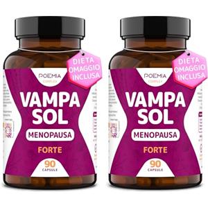 POEMIA Integratore Menopausa Completo per Vampate di Calore Vegano Inositolo Alto Dosaggio 90 Capsule Regolarizza Umore Sudorazione Cimicifuga Trifoglio Rosso Dioscorea 2 confezioni VAMPASOL Poemia