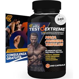 Italian Elite® Testo Extreme 240 caps Maca 8000mg. Tribulus, Fieno Greco, Zinco, Arginina, Ashwagandha, Vitamine e Minerali. Forza Energia Resistenza!